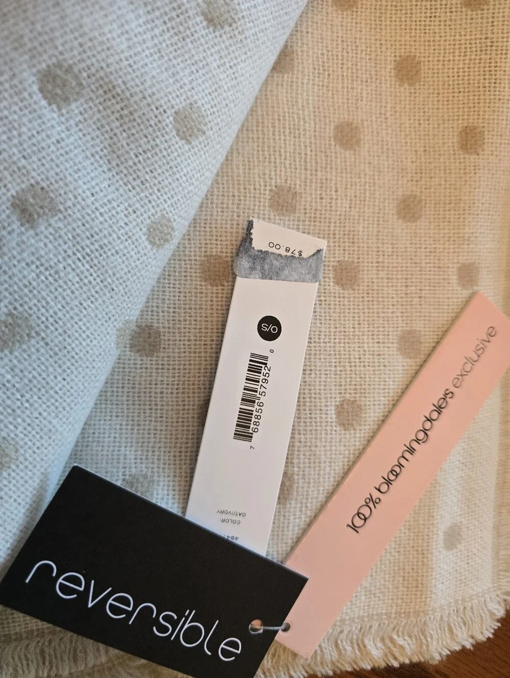 Aqua Polka Dot Woven Scarf. Reversible. NWT..Gift..Fall Winter Cold Weather